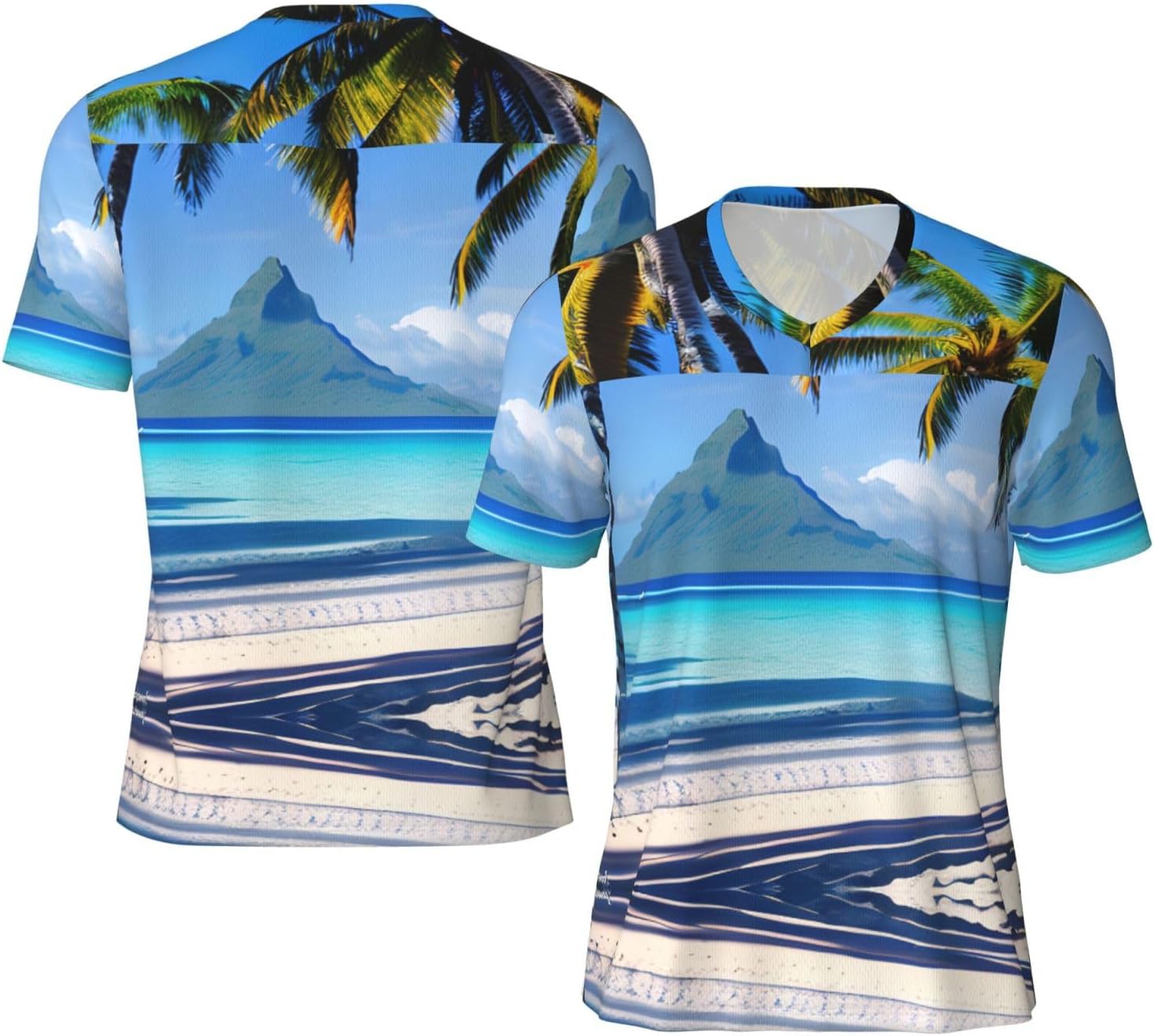 Tahiti Beaches Rugby Football Jersey for Men, Comfortable V-Neck Loose Fit Top for Team Sports Athletics