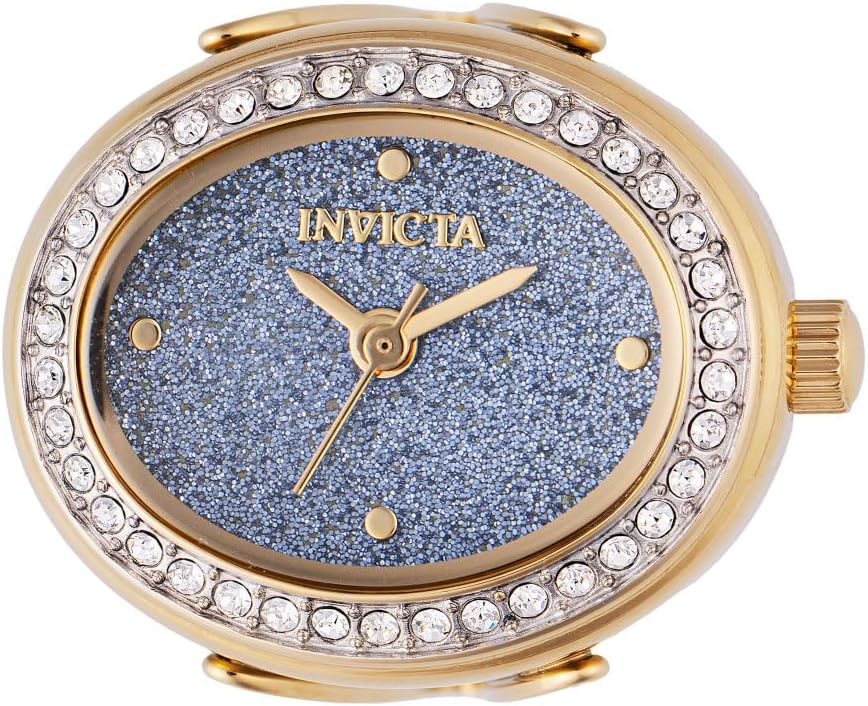 Invicta Mini Ring Watch Lady 24mm Stainless Steel Gold Blue dial PC11 Quartz
