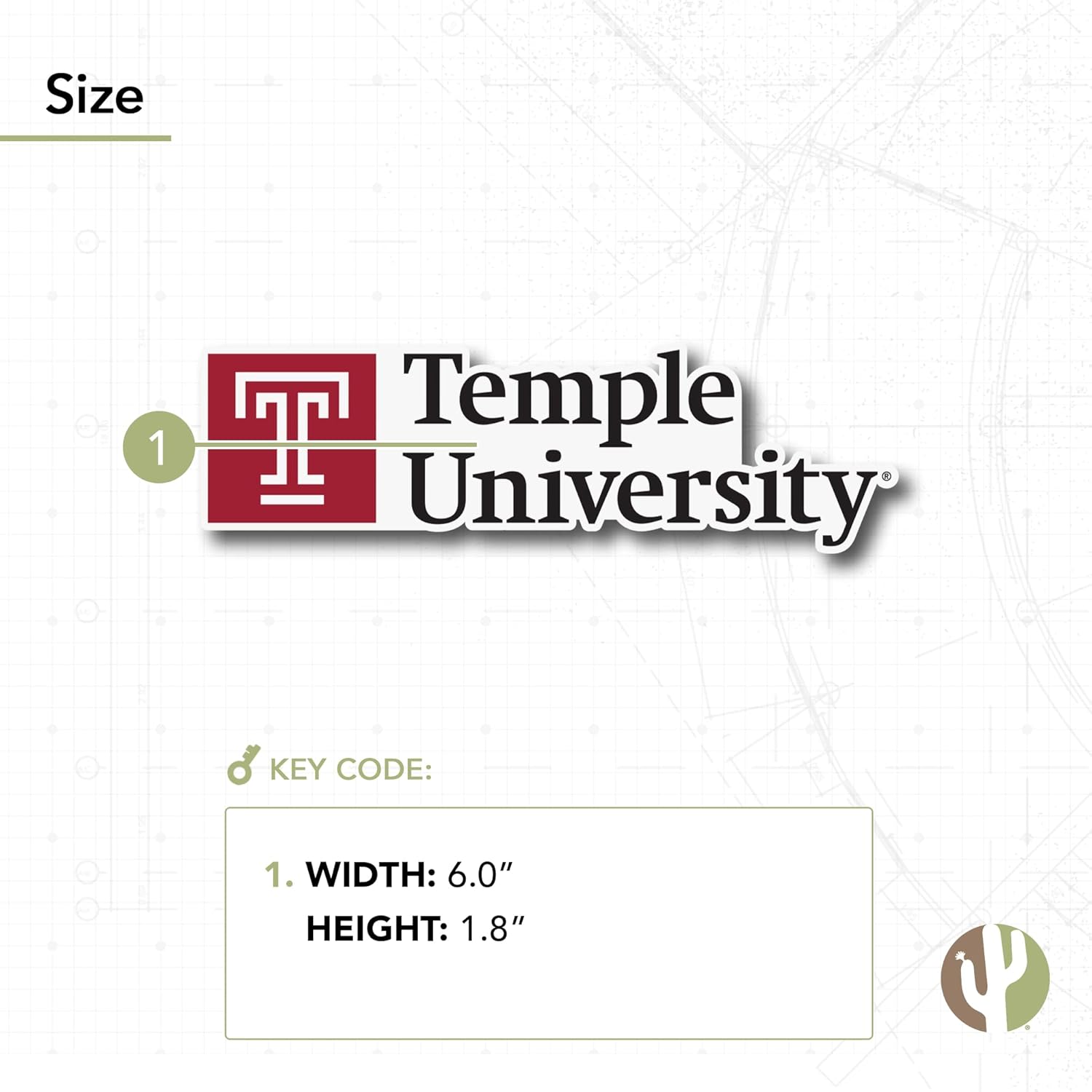 Desert Cactus Temple University Sticker Vinyl Decal Laptop Water Bottle Car Scrapbook (IND 9) - Image 2