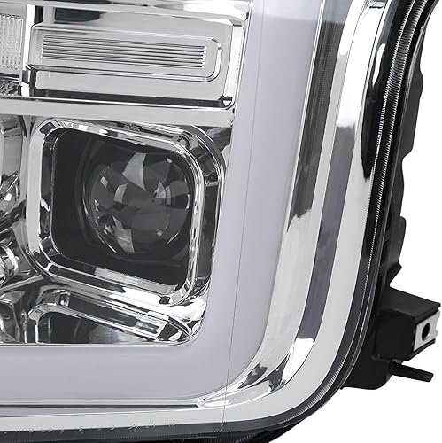 Miniatura 8 de Spec-D Tuning Barra de luz LED, carcasa cromada, lente transparente, señal secuencial, proyector compatible con Ford F150 2018-2020, conjunto de