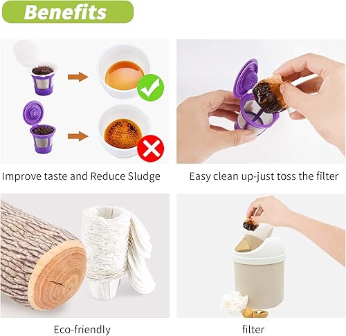 Miniatura 10 de Filtros de papel de café desechables para filtros reutilizables de taza K, filtros desechables Keurig K Cup, se adapta a todas las marcas de filtros