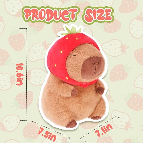 Miniatura 2 de RichRabbit Lindo Capybara - Peluche de Capibara de peluche, juguetes de peluche para abrazar, regalos para niños, felpa marrón, sombrero