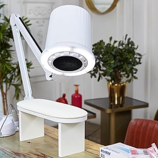 TREEYX Plumero de uñas Profesional de 80 W, Plumero de uñas y purificador de Aire, iluminación LED,ángulo Ajustable,Velocidad de succión Ajustable,para el Arte Profesional la manicura