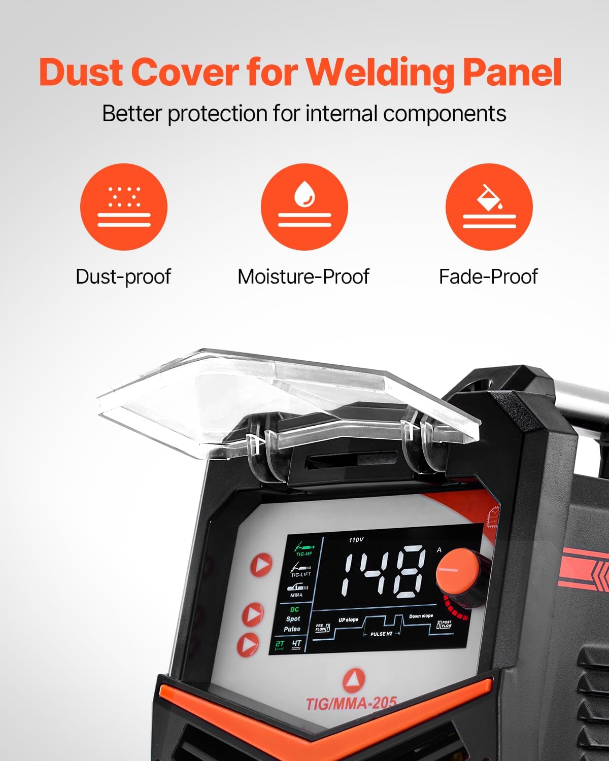 VEVOR TIG Welder, 205A 3-In-1 Welding Machine (Large LED Display)- DC TIG/DC Pulse TIG/MMA(Stick), 110&220V Dual Voltage Electric Welder with IGBT Inverter High-Frequency Start