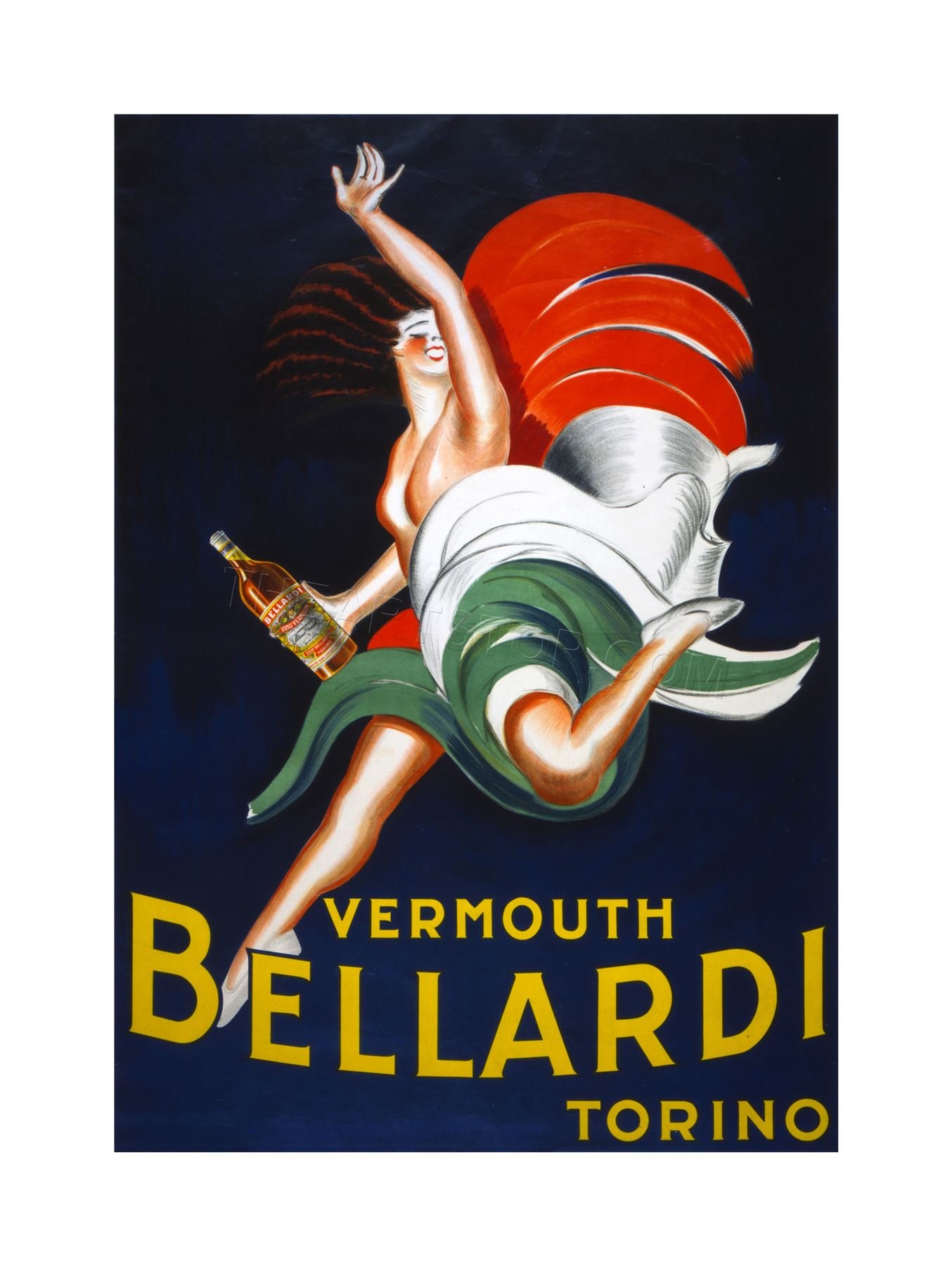 Wee Blue Coo Ad Drink Alcohol Vermouth Bellardi Turin Italy Wall Art Print