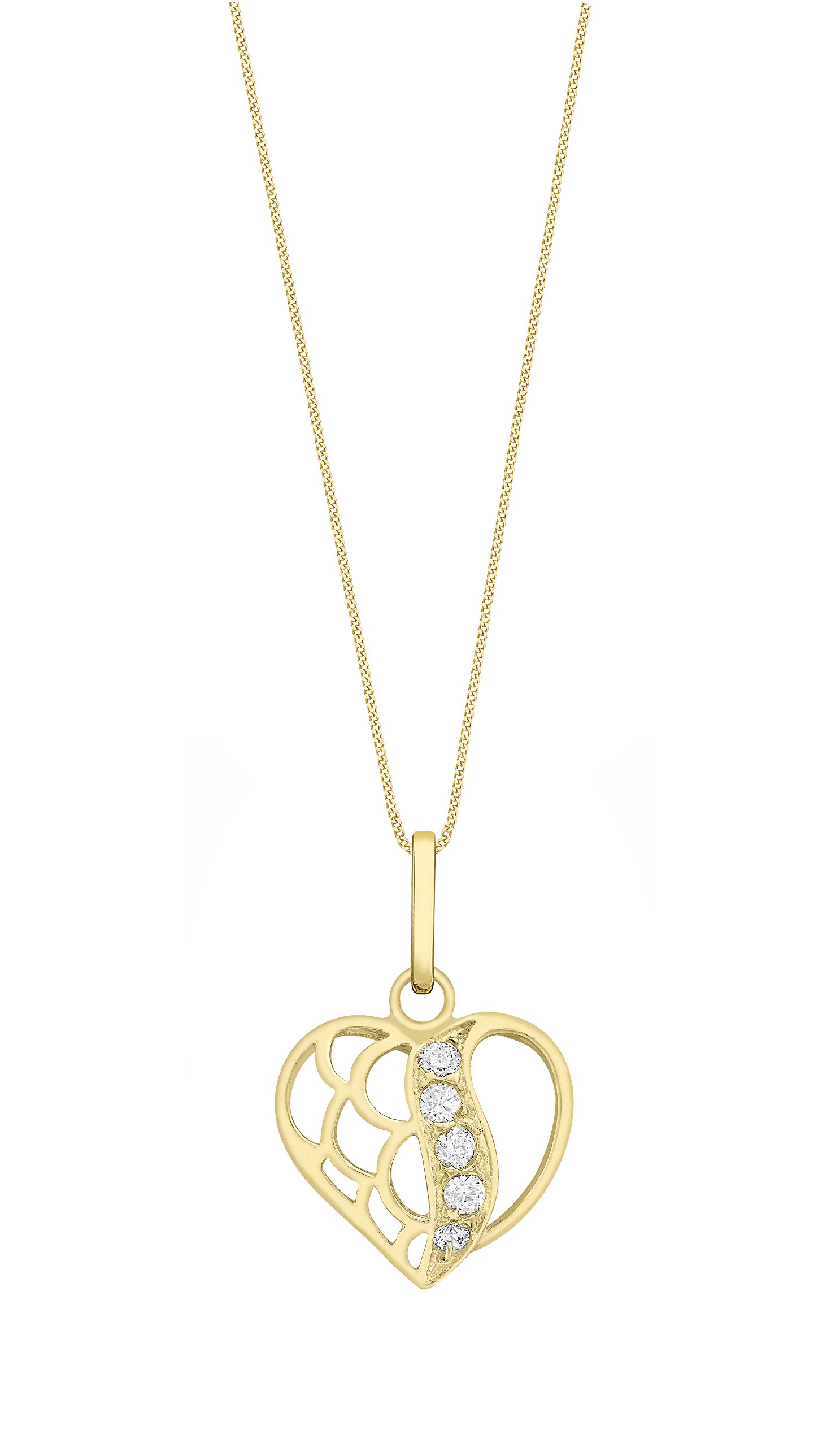 Carissima Collar de mujer con oro blanco de 9 quilates (375/1000), circonita, 46 cm