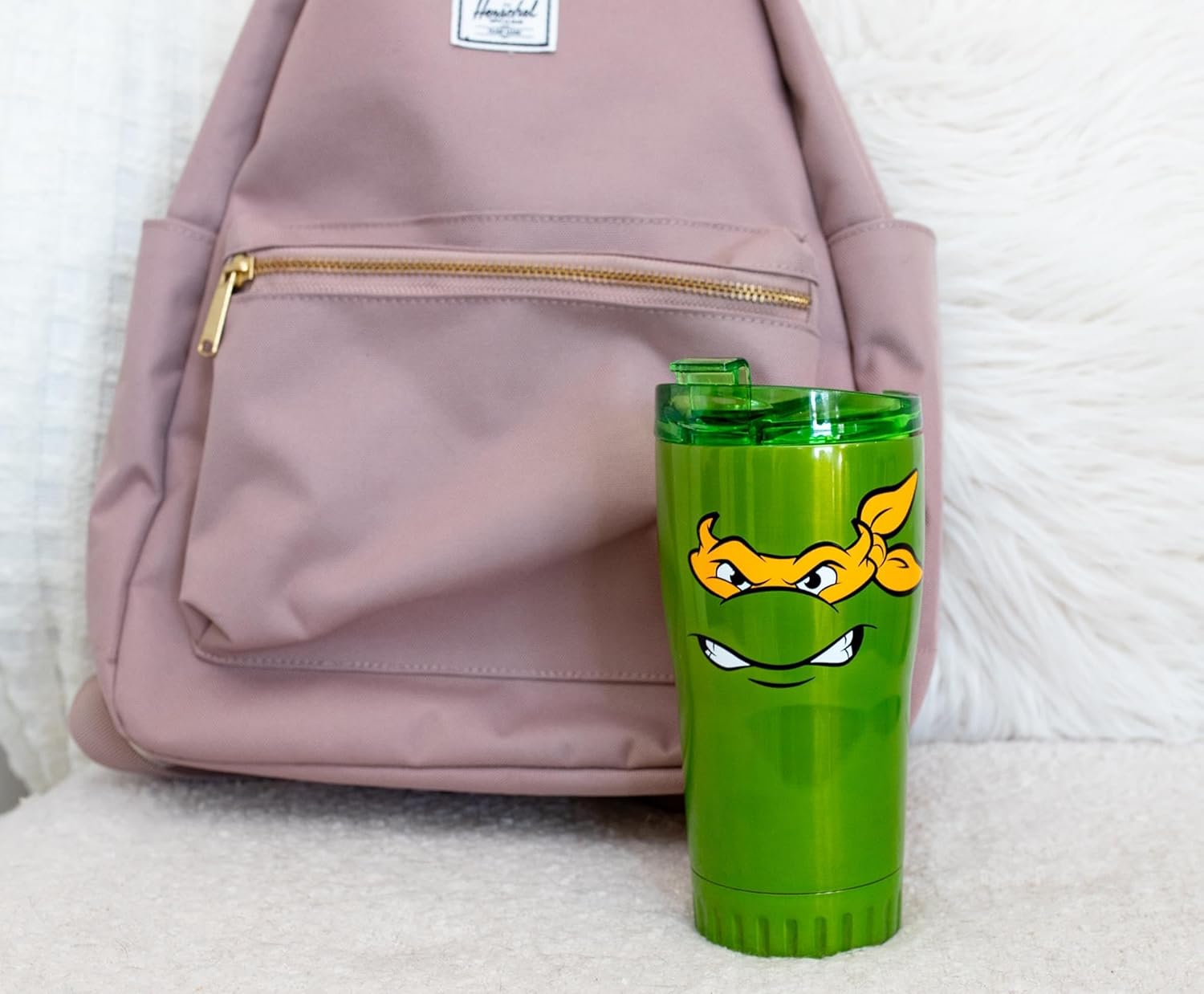 Silver Buffalo Teenage Mutant Ninja Turtles Michelangelo Stainless Steel Tumbler With Spill-Resistant Closing | Holds 20 Ounces - Image 9