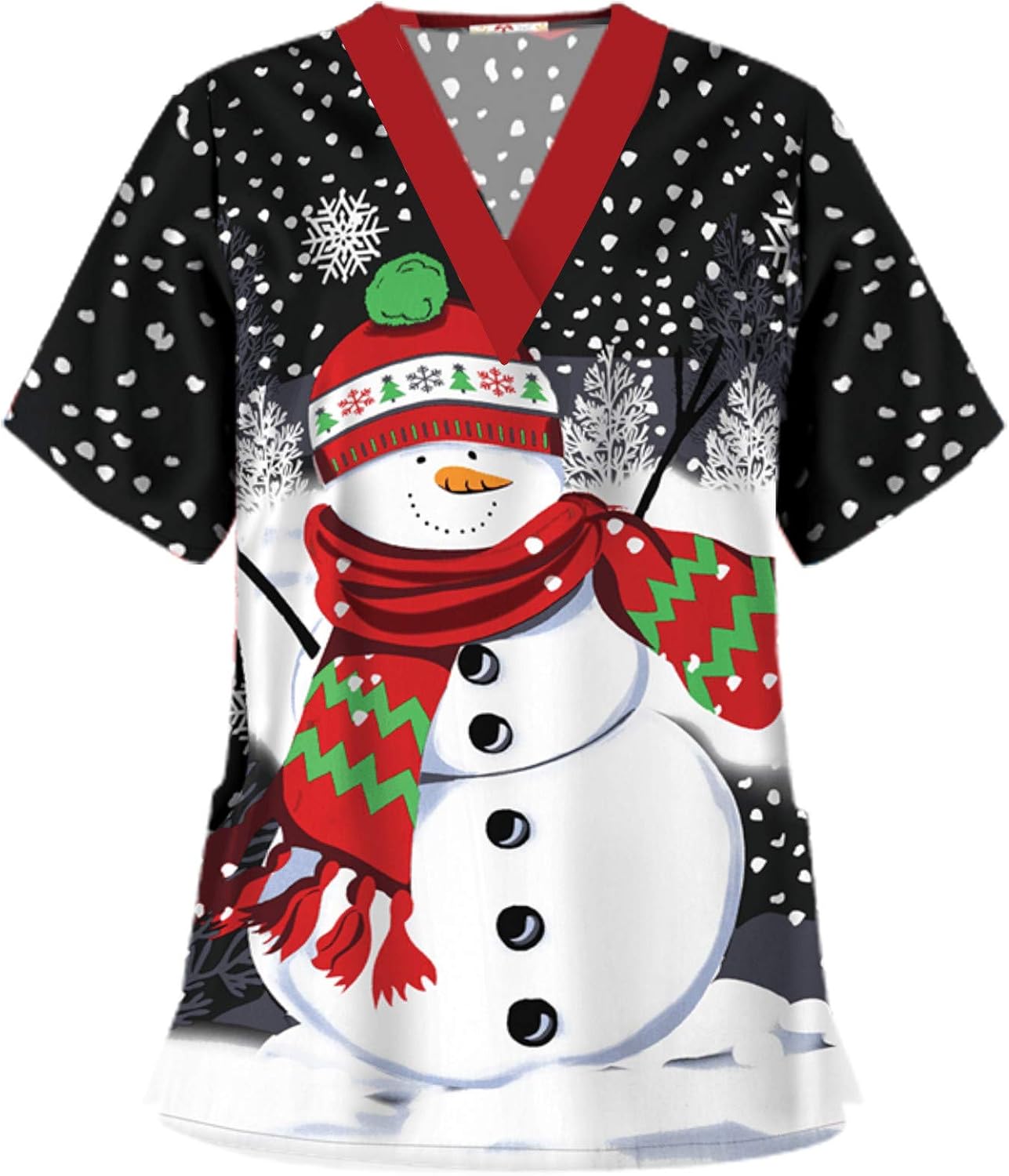 HKUOPW Christmas Scrub Tops Women Nursing Scrubs Uniforms Hospital