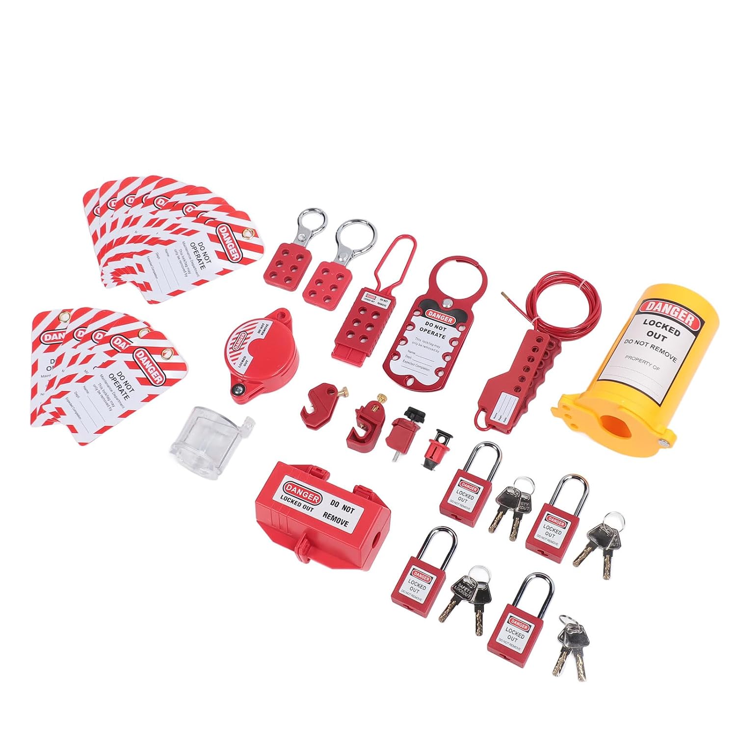 Generic Zestaw Blokad Tagout Trwałe Kłódki i Zawieszki Zabezpieczające do Przemysłowego Elektrycznego Systemu zabezpieczeń 4 Zamki 15 Znaczników