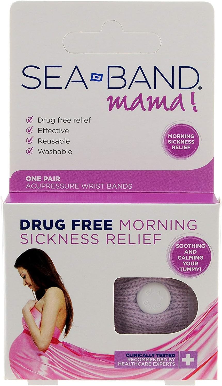 Mama Anti-Nausea Acupressure Wristband for Morning Sickness, Colors May Vary, Pack of 2