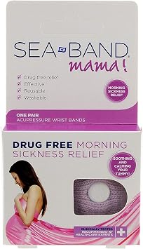 Sea-Band Mama Anti-Nausea Acupressure Wristband for Morning Sickness, Colors May Vary, Pack of 2