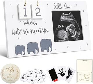 Sonogram Picture Frame with Baby Countdown Weeks, 4''x3'' Ultrasound Photo Frame Pregnancy Announcement for Expecting Parents/Grandparents Reveal, Baby Announcement Gifts for First Time Mom to Be