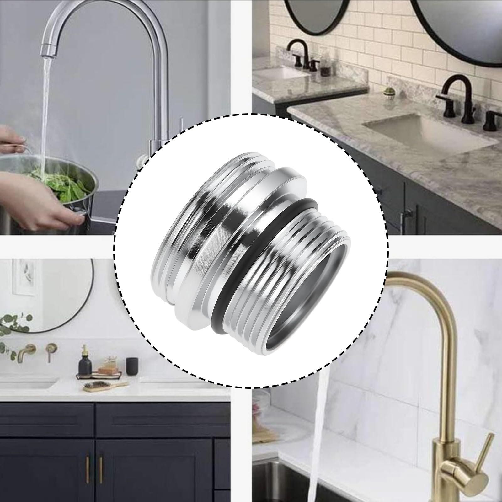 Be In Your Mind 2Pcs Outer M18.5 to Outer M22 External Thread Faucet Adapter Copper Water Purifier Adapter Suitable for Bathroom Kitchen Sink - Image 3