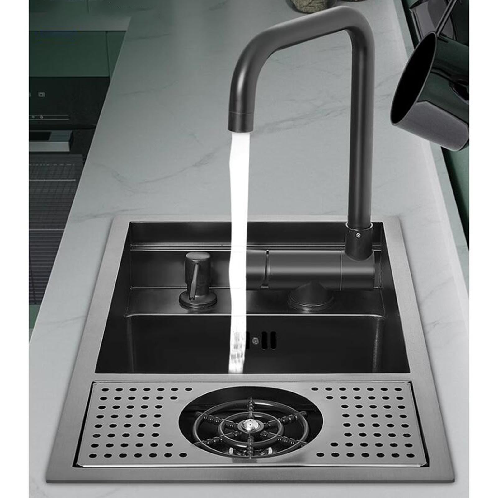 Fregadero de Cocina Compacto con Grifo Plegable y lavavasos, Ideal para Apartamentos, cafeterías, restaurantes y Bares (70 x 40 x 23 cm).