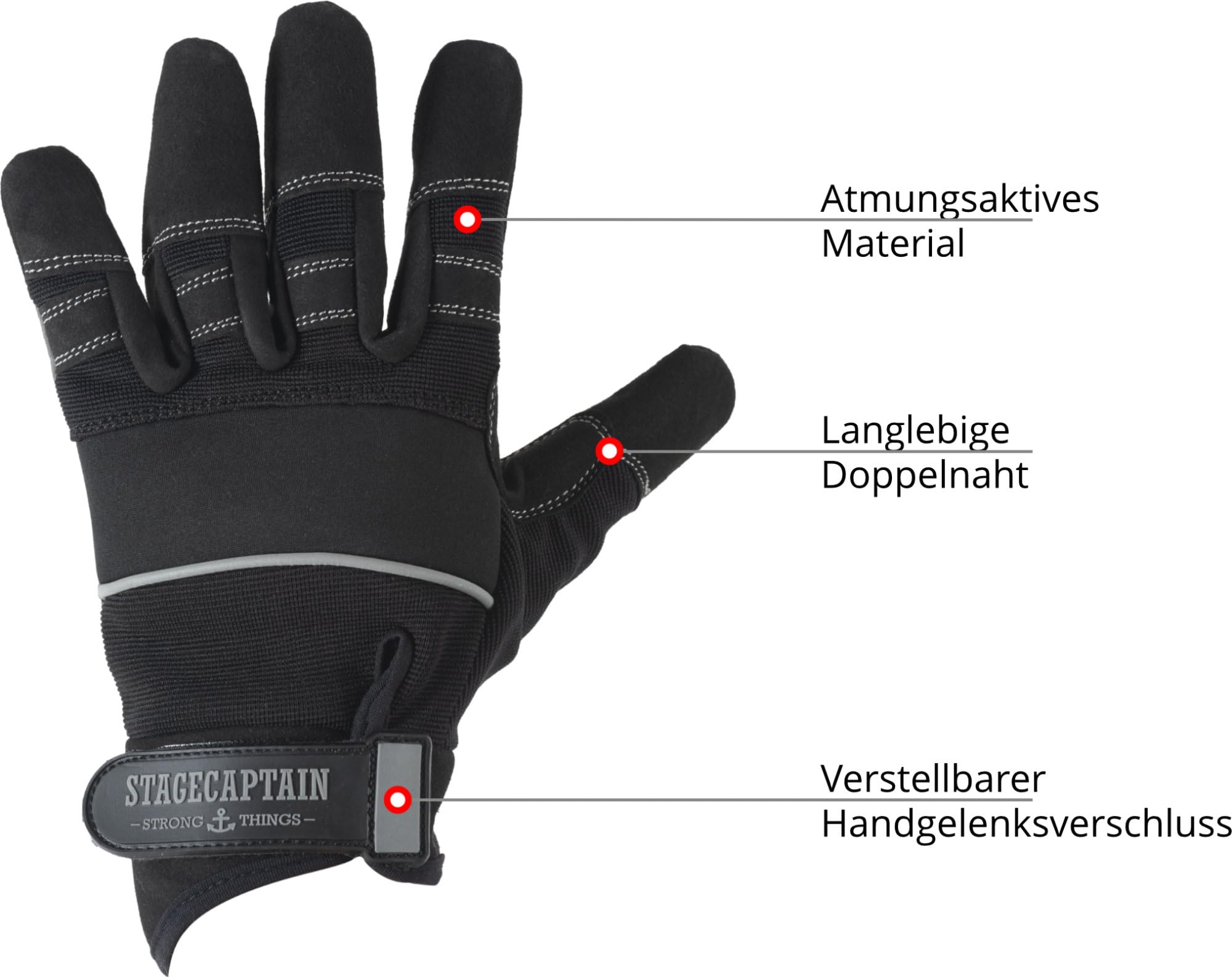 Stagecaptain Juego de 5 pares RGL-5F Rigger guantes de trabajo talla L