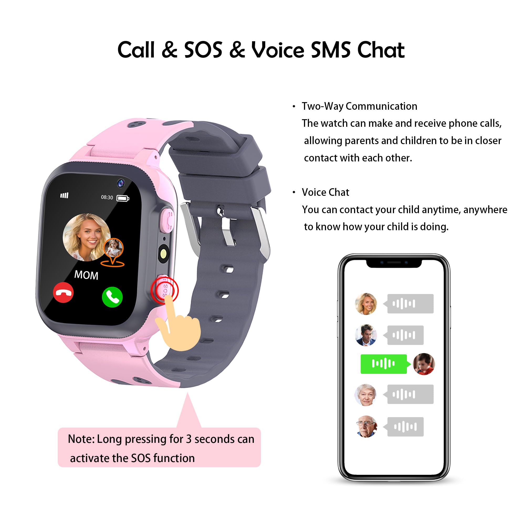 Inteligentny Zegarek dla Dzieci z GPS Lokalizacja Latarka Czat Głosowy Telefon SOS Gry Budzik Model Klasy IP68 Wodoodporny Cyfrowy Smartwatch dla Dzieci Chłopcy Dziewczynki Urodziny Prezenty