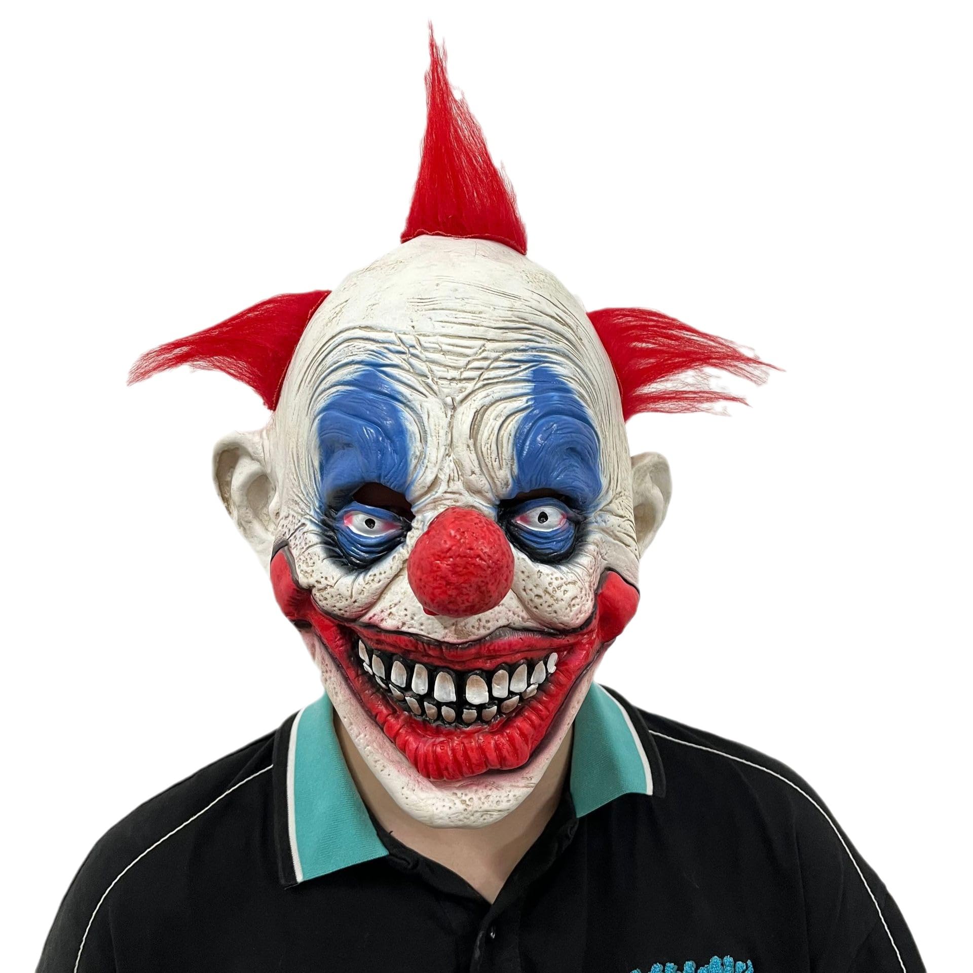 DHSUN Máscara de látex para Halloween, payaso aterrador, máscara de látex de Joker, espeluznante disfraz de Halloween, máscara facial para adultos