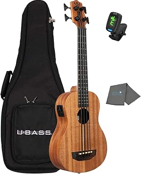 Lumintrail U Bass Nomad Acoustic-Electric Ukulele in Natural Satin with Case, Tuner, and Cleaning Cloth