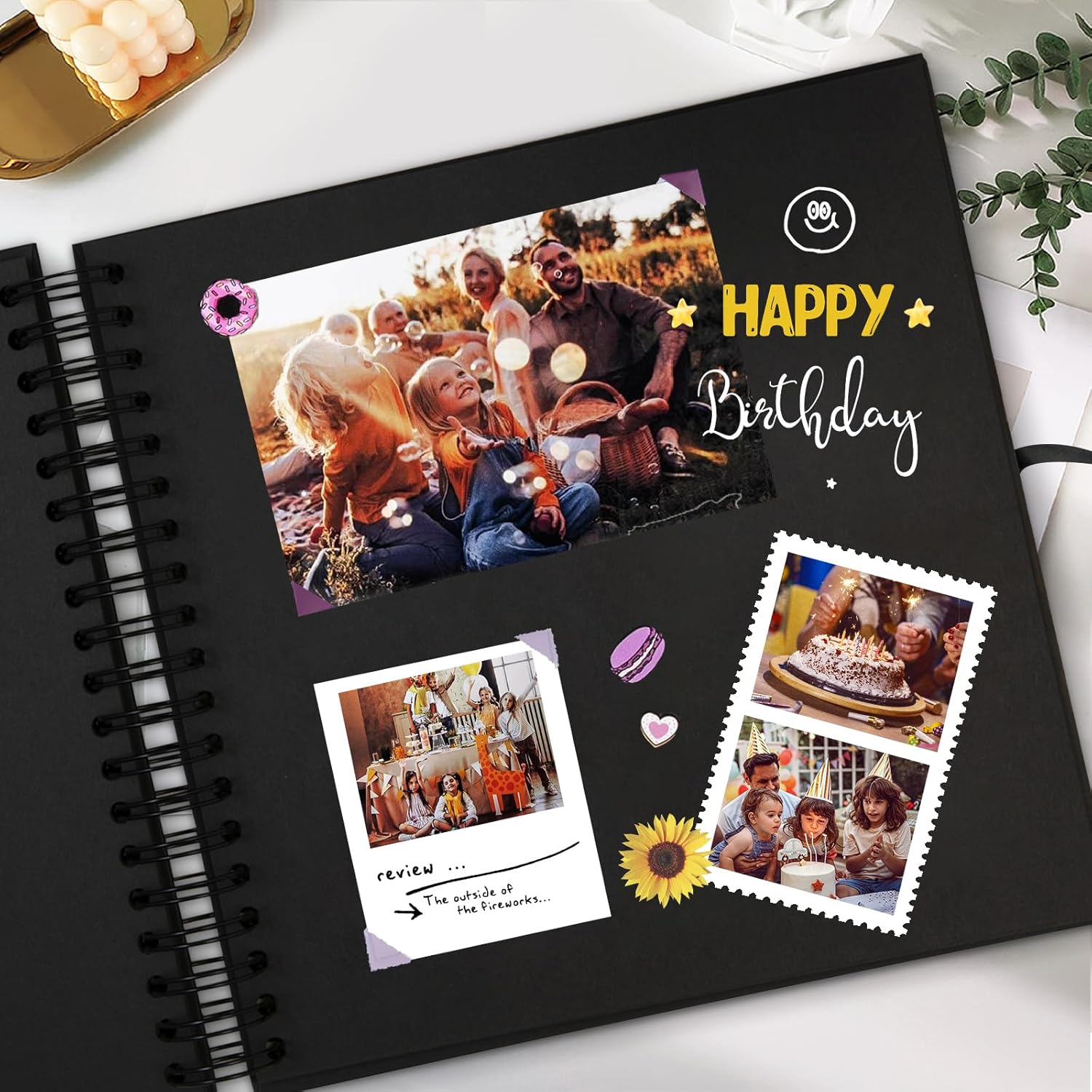 potricher 12x12 Inch DIY Scrapbook Photo Album Hardcover Blank Kraft Paper Scrap book for Wedding Anniversary Family (Black)