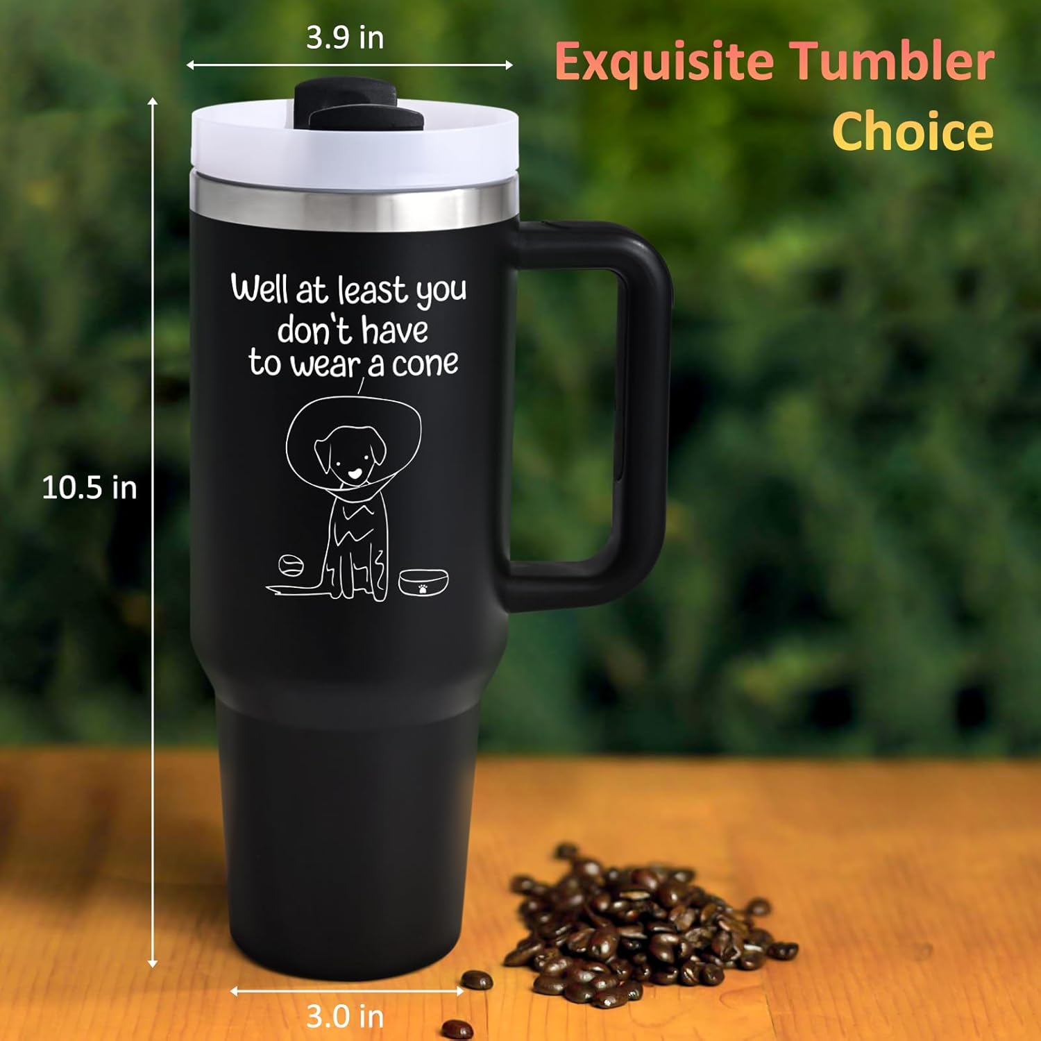 LiqCool 'Well At Least You're Not Wearing a Cone' Black 40oz Tumbler - Unique Get Well Gift for Men & Women, Supportive Recovery Present for Patients, Comforting Pick-Me-Up for Tough Times - Image 5