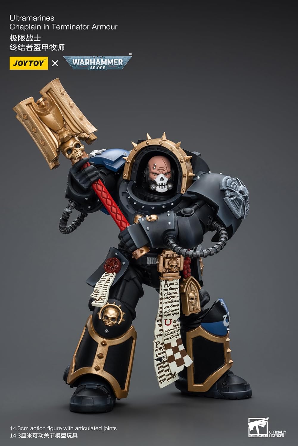 JOYTOY 1/18 Action Figure Warhammer 40,000 Ultramarines Chaplain in Terminator Armour 5.6inch Movable Model Collectible Figurine