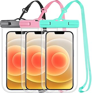 جراب موبايل مقاوم للماء مقاس 7.6 بوصة من رازوبوز، ملحقات أساسية للسفر IPX8، للسباحة والعطلات والشاطئ والكاياك، شنطة جافة لايفون 15 14 13 12 11 بلس برو ماكس جالاكسي، كلوريد متعدد الفاينيل