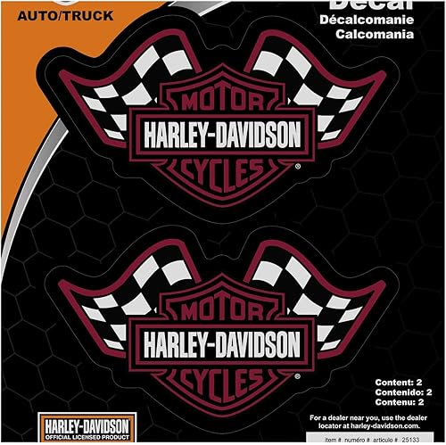 Miniatura 2 de CHROMA 25133 Harley-Davidson Burgundy Bar & Shield Racing Flags 2pc Decal