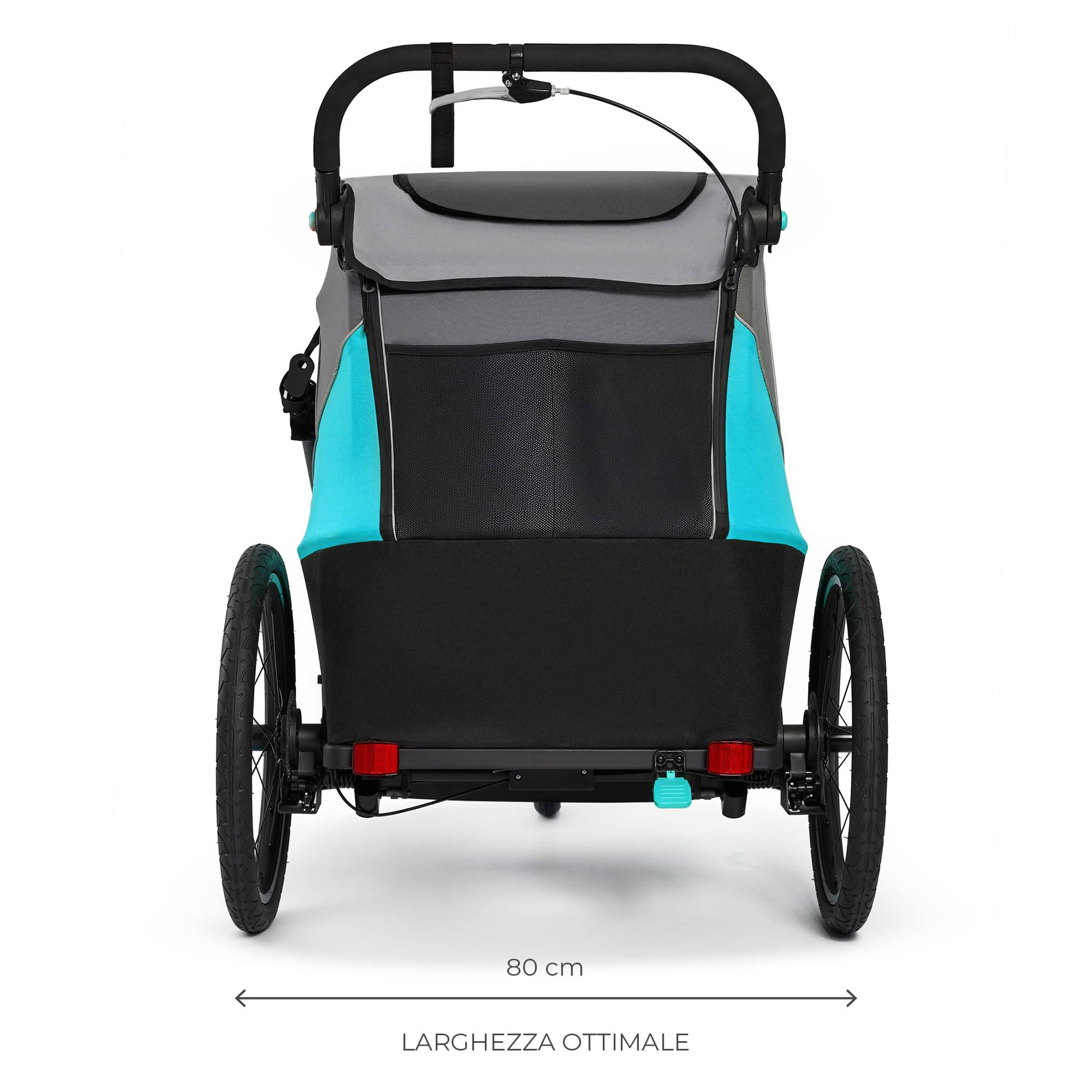 Kinderkraft NAVA 3 in 1, Rimorchio per bambini, Passeggino, Jogger, Carrozzina, Rimorchio per bicicletta, per uno o due bambini, 2x22 kg, Parapioggia, Protezione dagli insetti, Blu