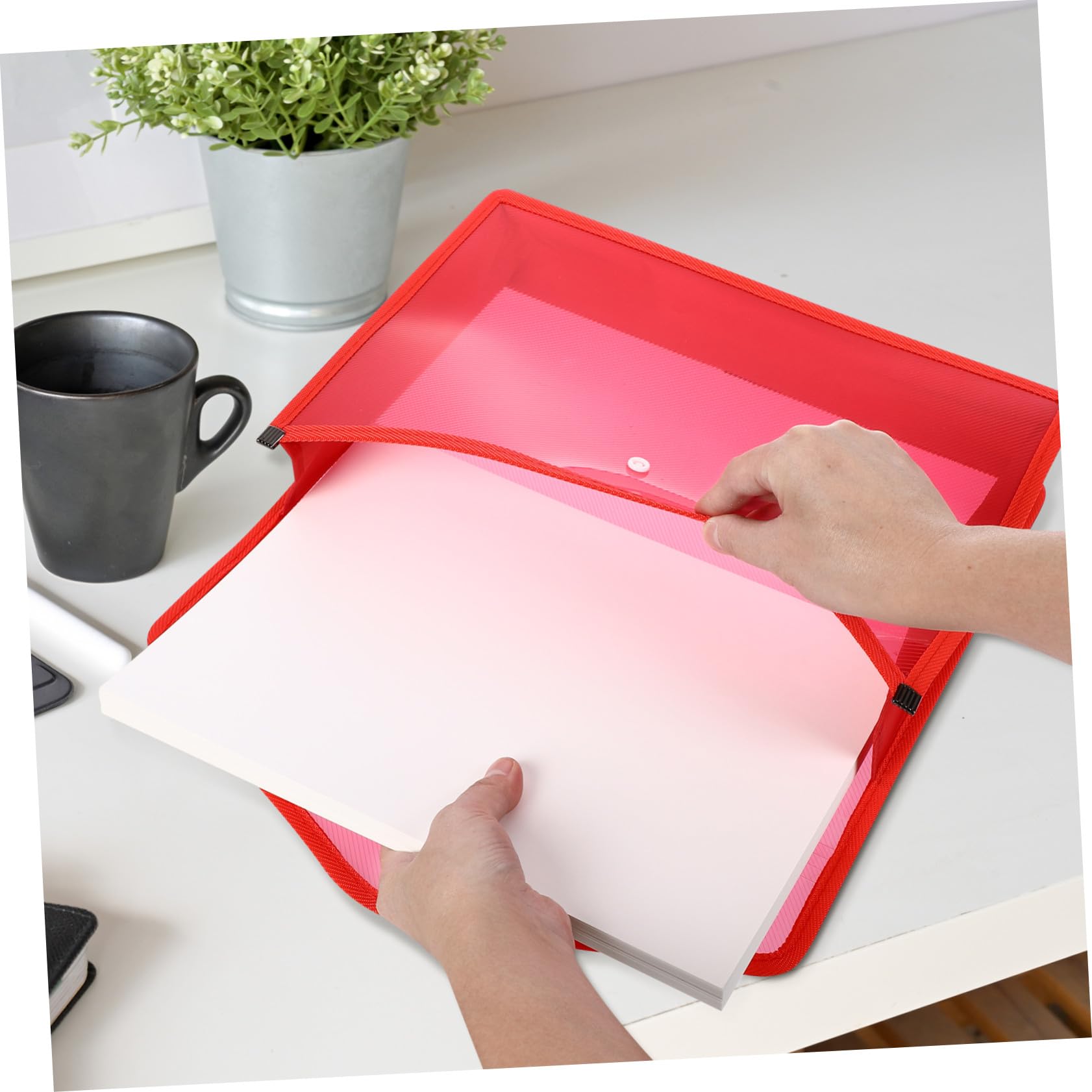 7 Piezas Fundas Transparentes para con Botón de Presión Carpetas Plásticas Oficina y Escuela Cierre Seguro y Fácil Identificación de Archivos