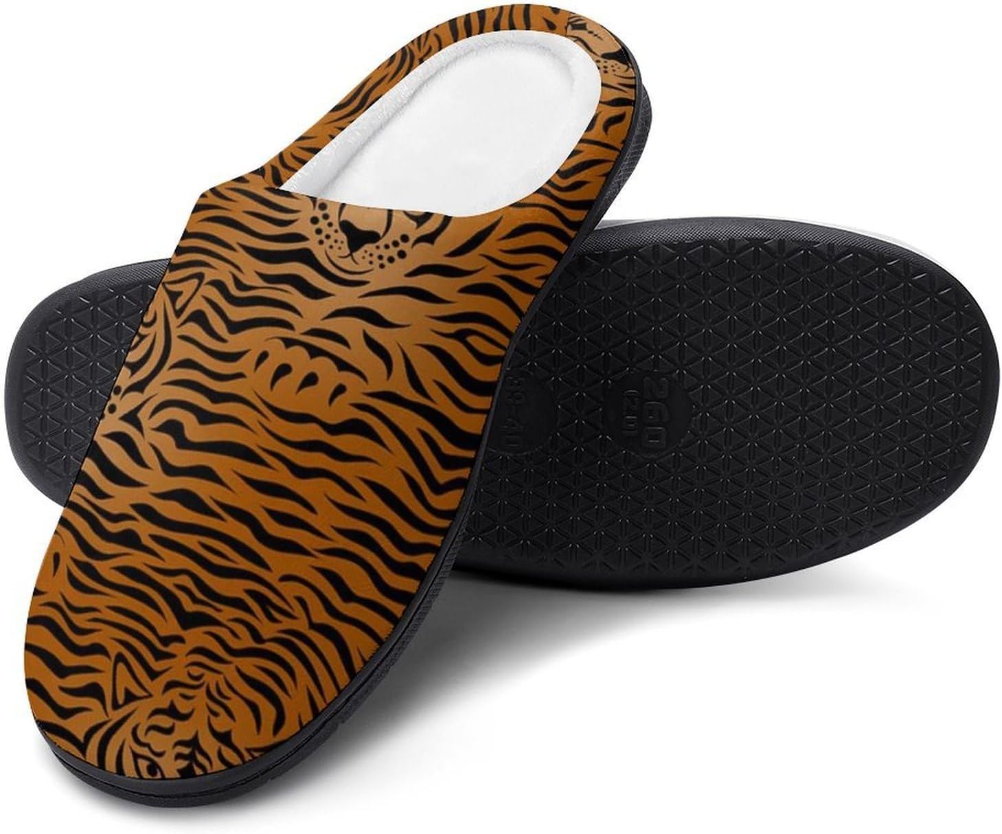 Tiger Animal Print Women's House Slippers Memory Foam Warm Shoes Spa Rubber Sole Indoor Outdoor