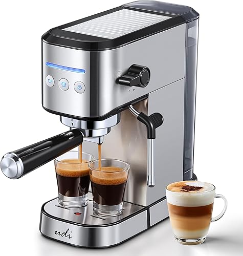 Miniatura 1 de UDI Máquina de café expreso con espumador de leche, 20 bares de alta presión profesional, máquina de café automática, compacta de acero inoxidable