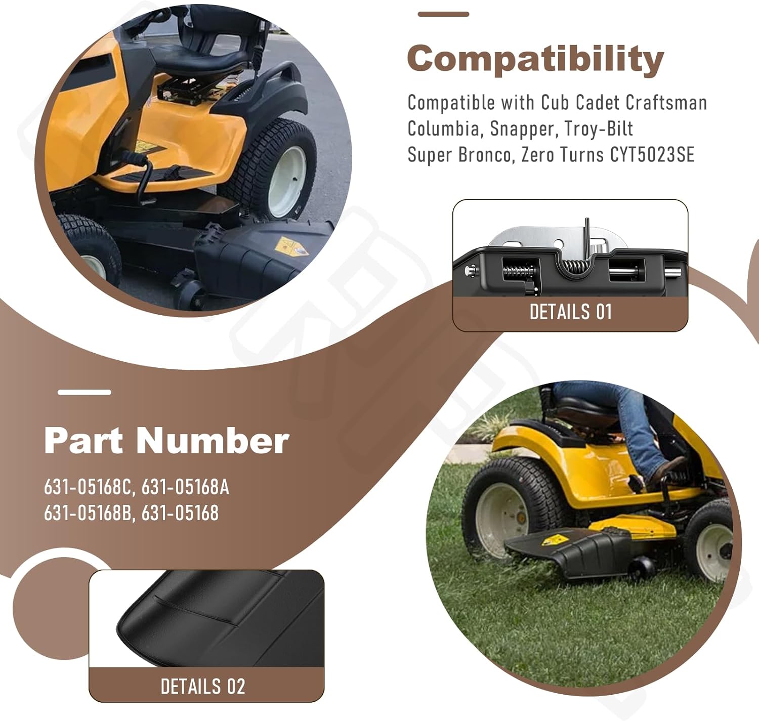 631-05168C Discharge Chute for Cub Cadet Fabricated Decks RZT XT1 XT2 ZT1 ZT2 ZT3 LX SX50 54 CYT5023SE Super Bronco 50XP SZ2454 Z6900 Columbia Mustang XP KH GT50, Replaces 631-05116B 631-05168A