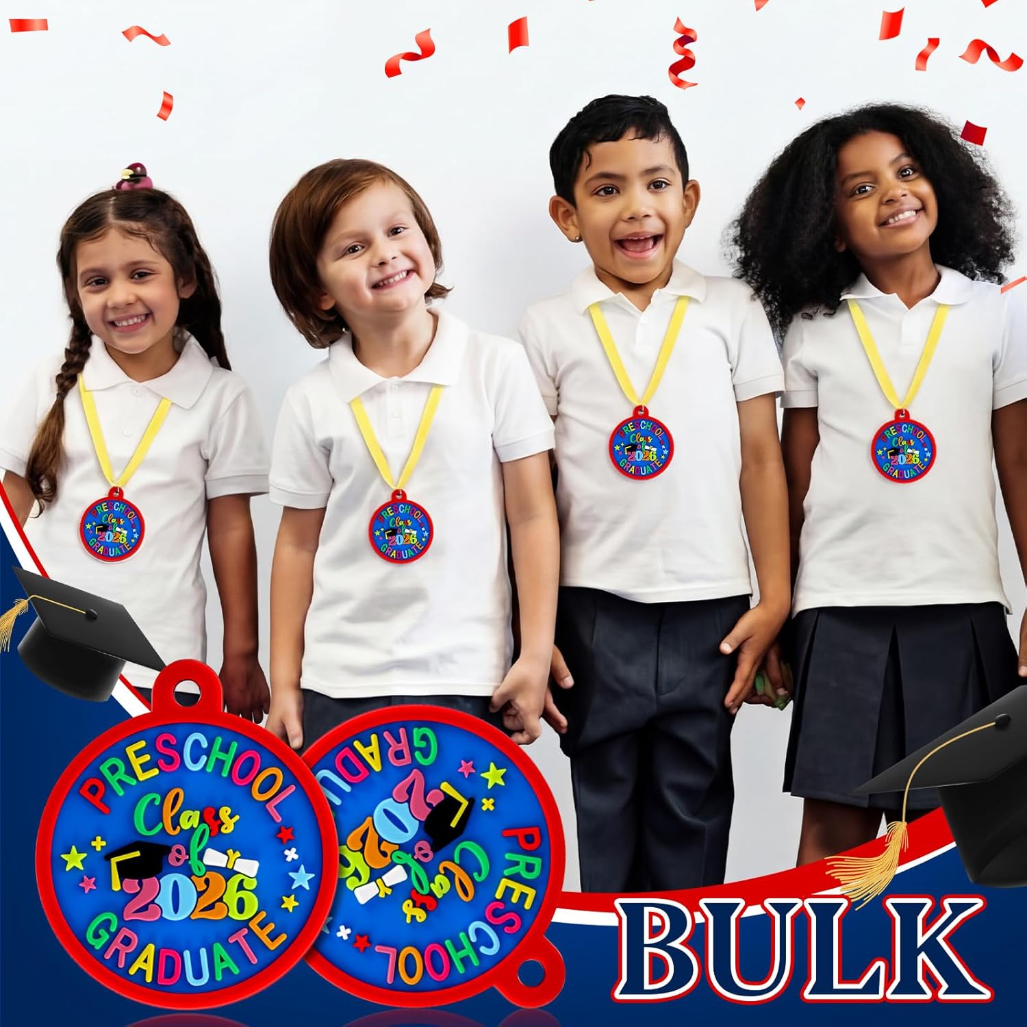 Sratte Kindergarten Preschool Graduation Medal for Kids Graduating Award Medals with Yellow Neck Ribbon for Students Graduation Party Favors Supplies, 2 Inch
