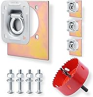 SPARKWHIZ Recessed D-Ring Tie Down Anchor Kit 4-Pack with Hole Saw - 6,000 lb Capacity for Trailers Trucks Flatbeds