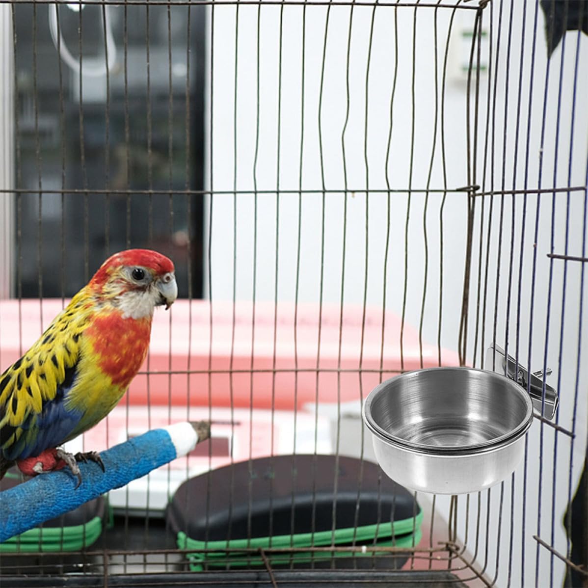 3pcs Stainless Steel Bird Cage Hanging Feeding Bowl image 4
