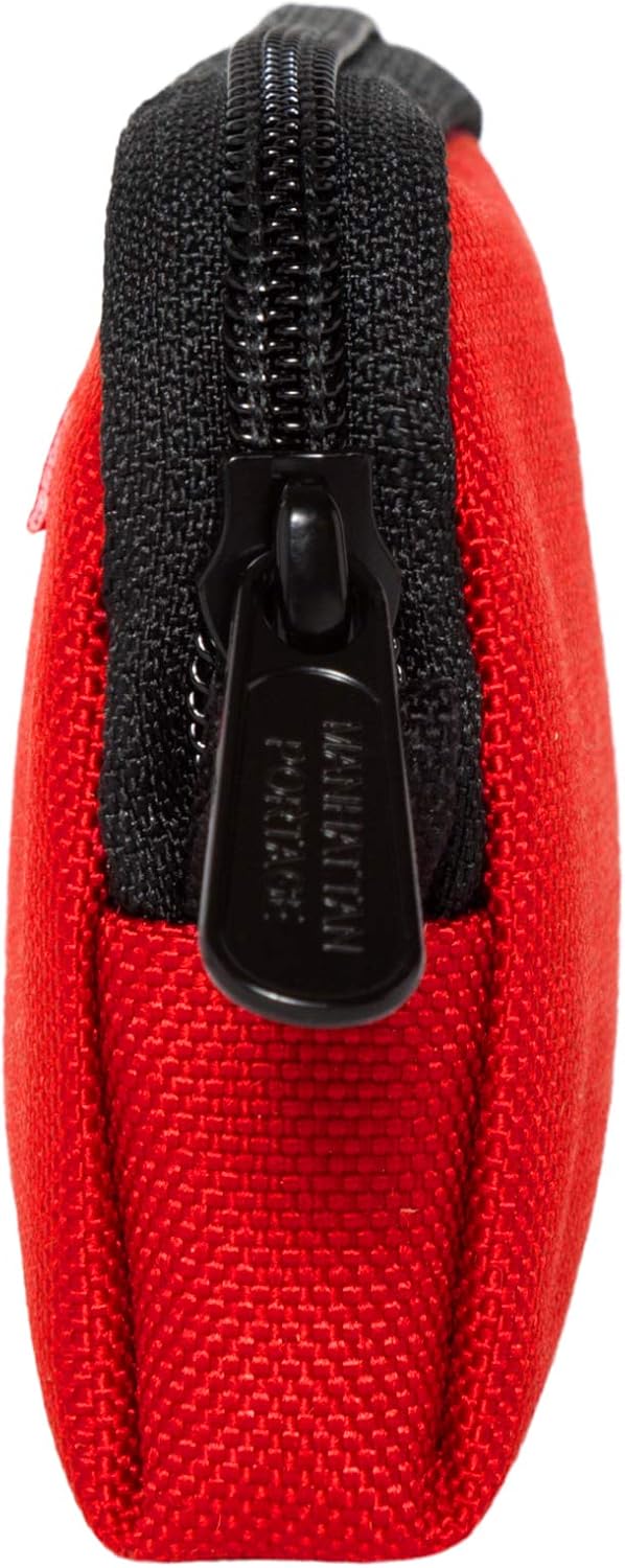 Manhattan Portage Coin Purse With Divider And Zipper Closure Credit Card Holder Cash Organizer Jewelry Pouch Fits Cards Money Change for Women and Men (Red) - Image 4