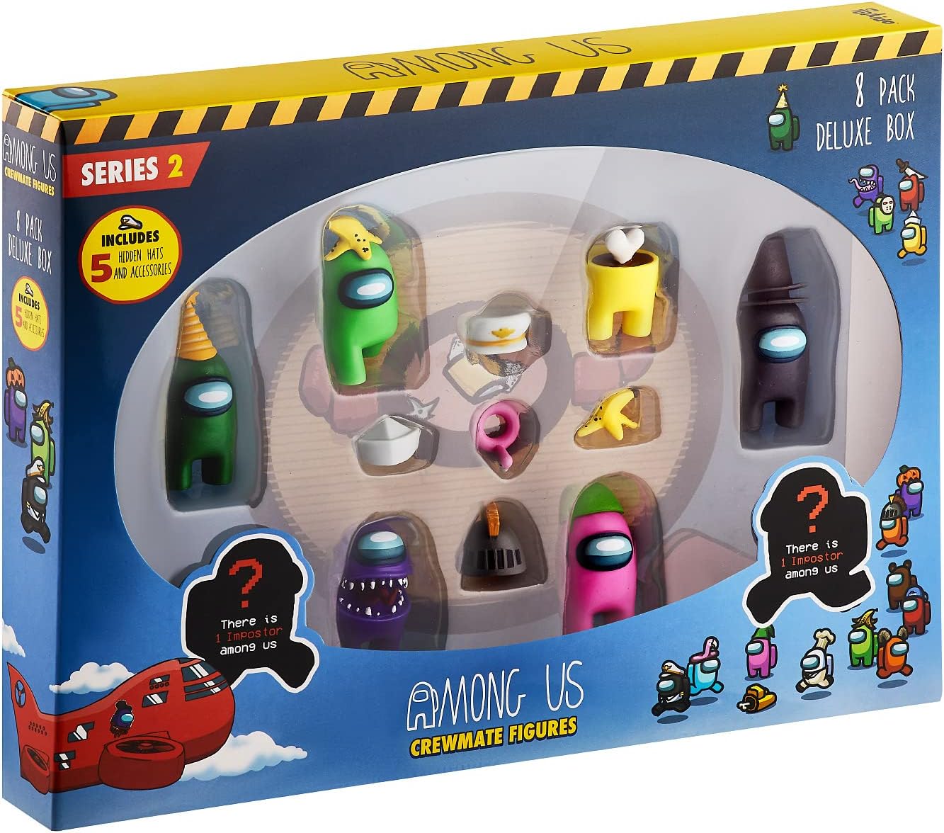 Among Us Crewmate Figures 8 Pack Deluxe Box, Official Merchandise Perfect Collectable Figure Gift Game Fan (Blue) / Assortment/package May vary
