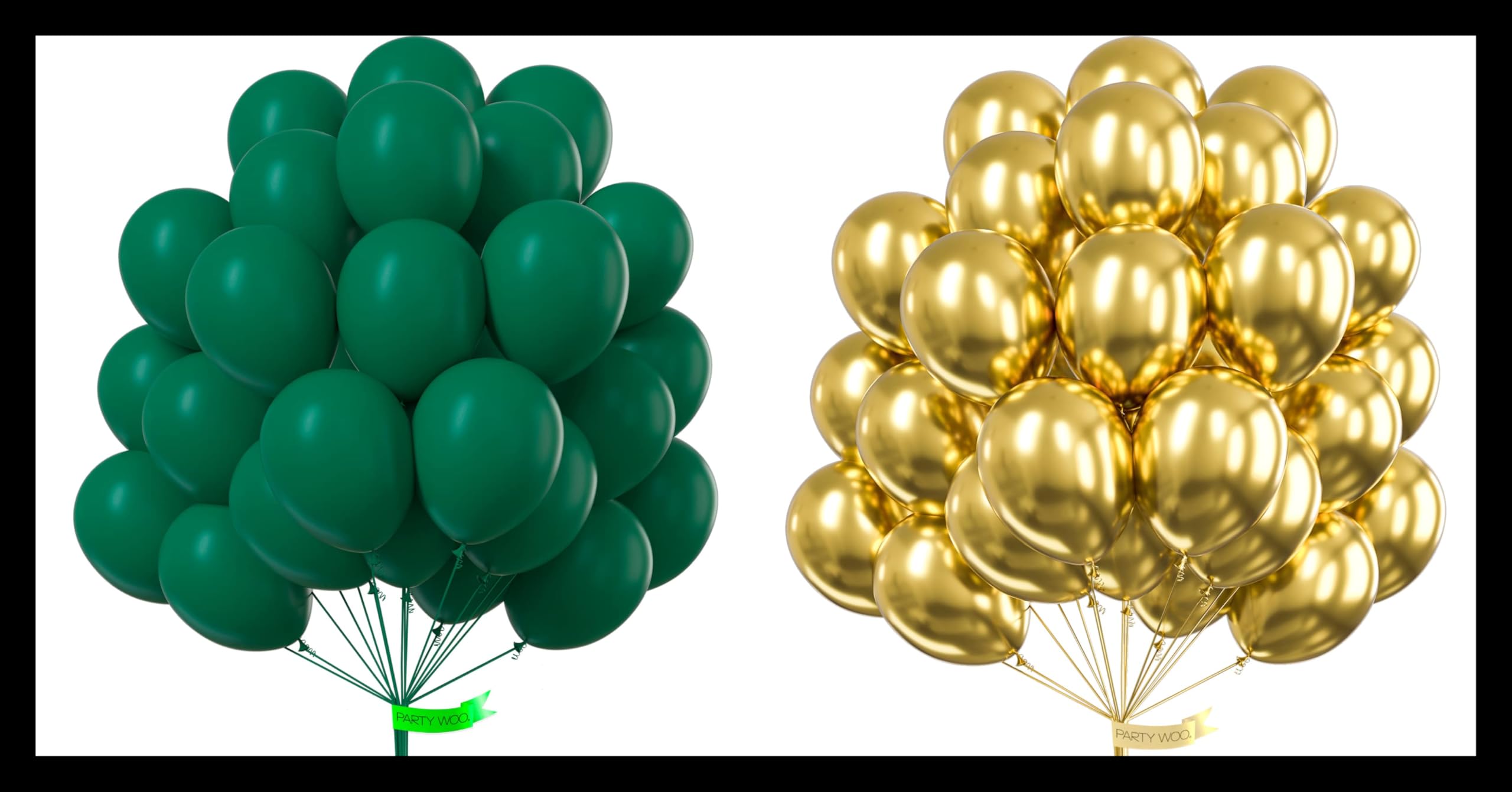 PartyWoo Forest Green Balloons 50 pcs and PartyWoo Metallic Gold Balloons 50 pcs