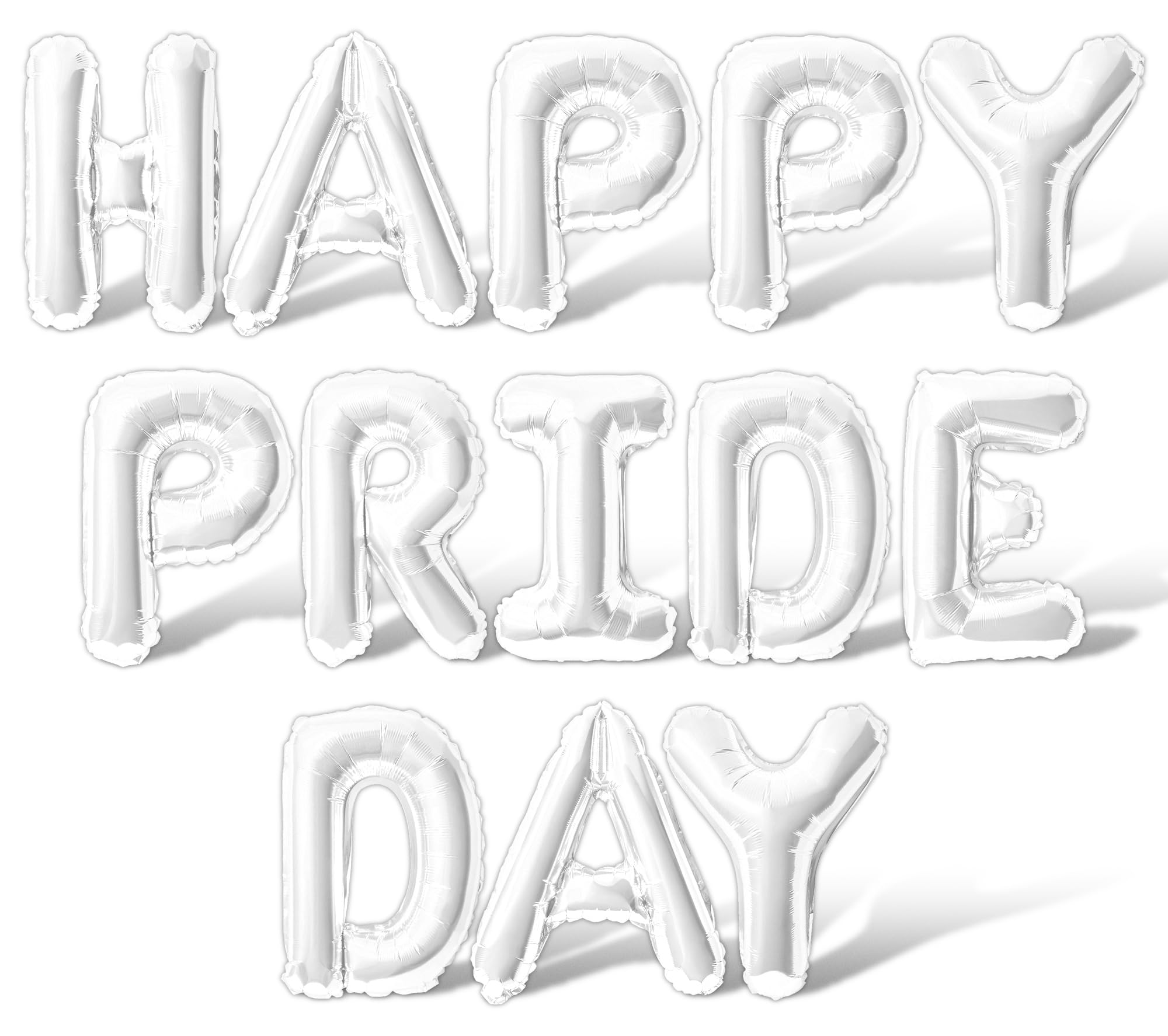 Letter Balloons - HAPPY PRIDE DAY 16" Inch Alphabet Letters Foil Mylar Balloon Pride Day Party Banner (White)