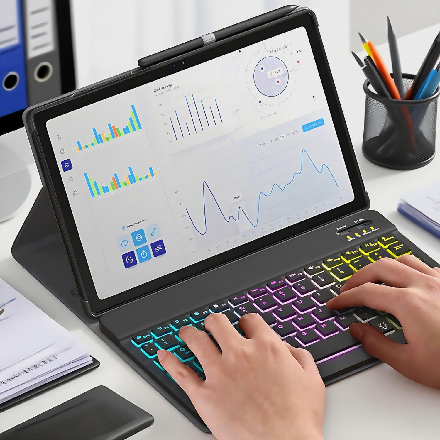 Keyboard Case for Lenovo Idea Tab 11" 2025 / Tab K11 Gen 2 (TB-336FU/TB-336XU), Tab M11 11 Inch 2024 (TB330FU/TB330XU), Backlit Wireless Keyboard with Bluetooth Mouse, Multi-Angle Stand (Black)