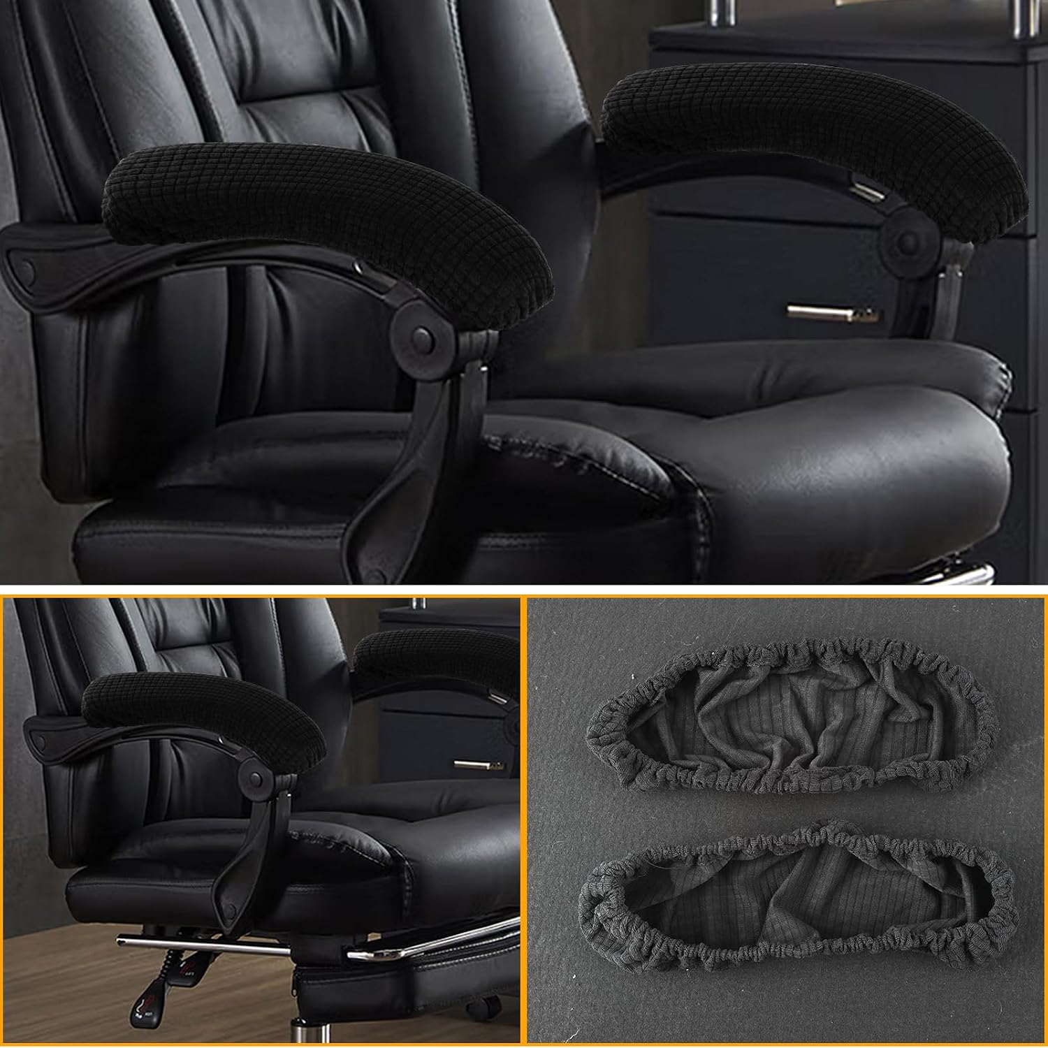 2PCS Office Chair Arm Covers | Polyester Removable Machine Washable Chair Arm Cover Stretchable Elastic Arm Rest Covers for Universal Office & Gaming Chairs