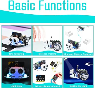ELECFREAKS microbit Mini Cutebot Kit Compatible with BBC Micro:bit V2 and V1, DIY Programmable Robot Car Kit, STEM Educational Project, Graphical Makecode Coding Car(Without Micro:bit and AAA Battery)