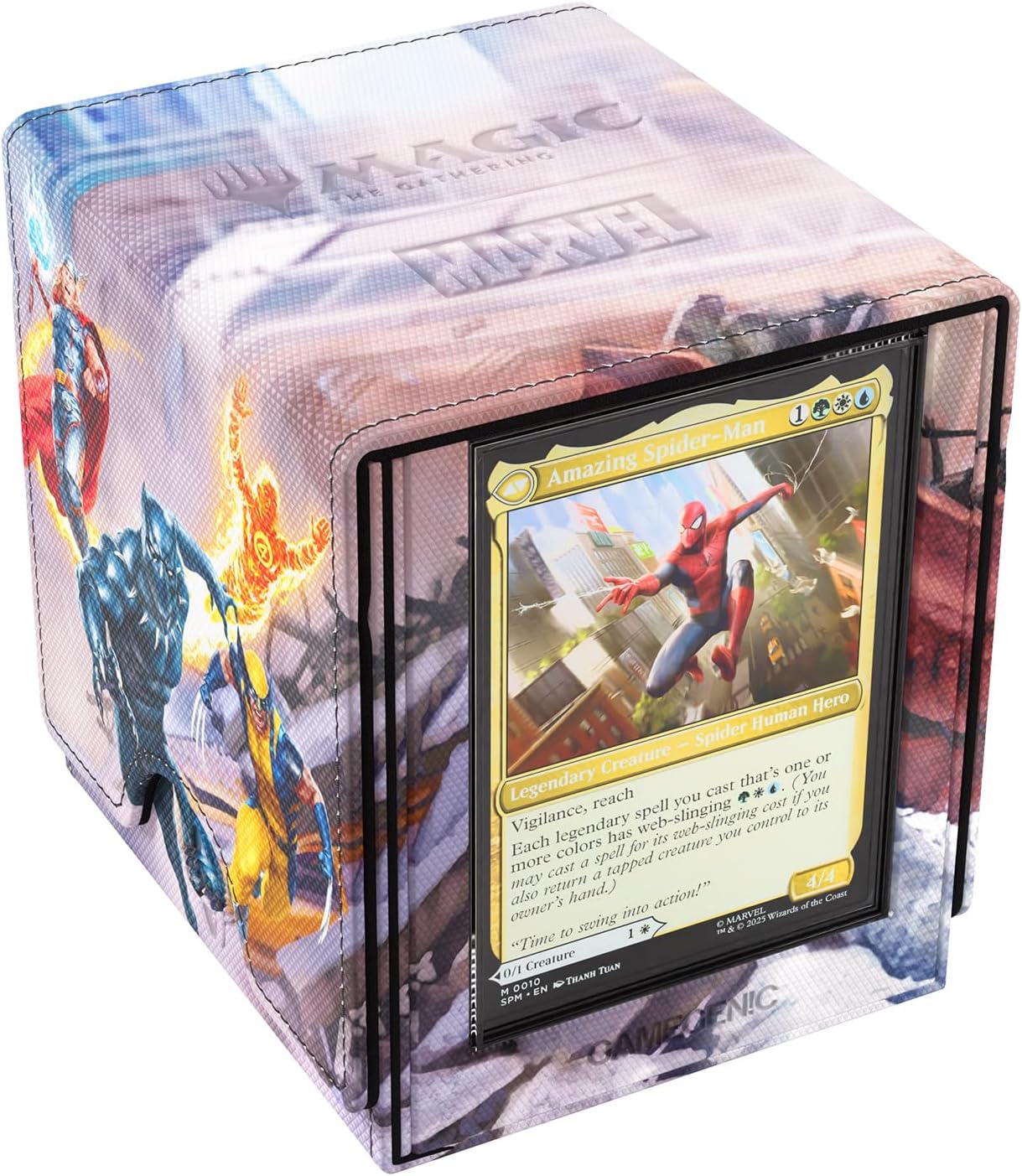 Magic: The Gathering Marvel Super Heroes Sidekick PRO 100+ XL Deck Box | Gamegenic Premium Convertible Commander Deck Storage with Card Display Case & Token Drawer