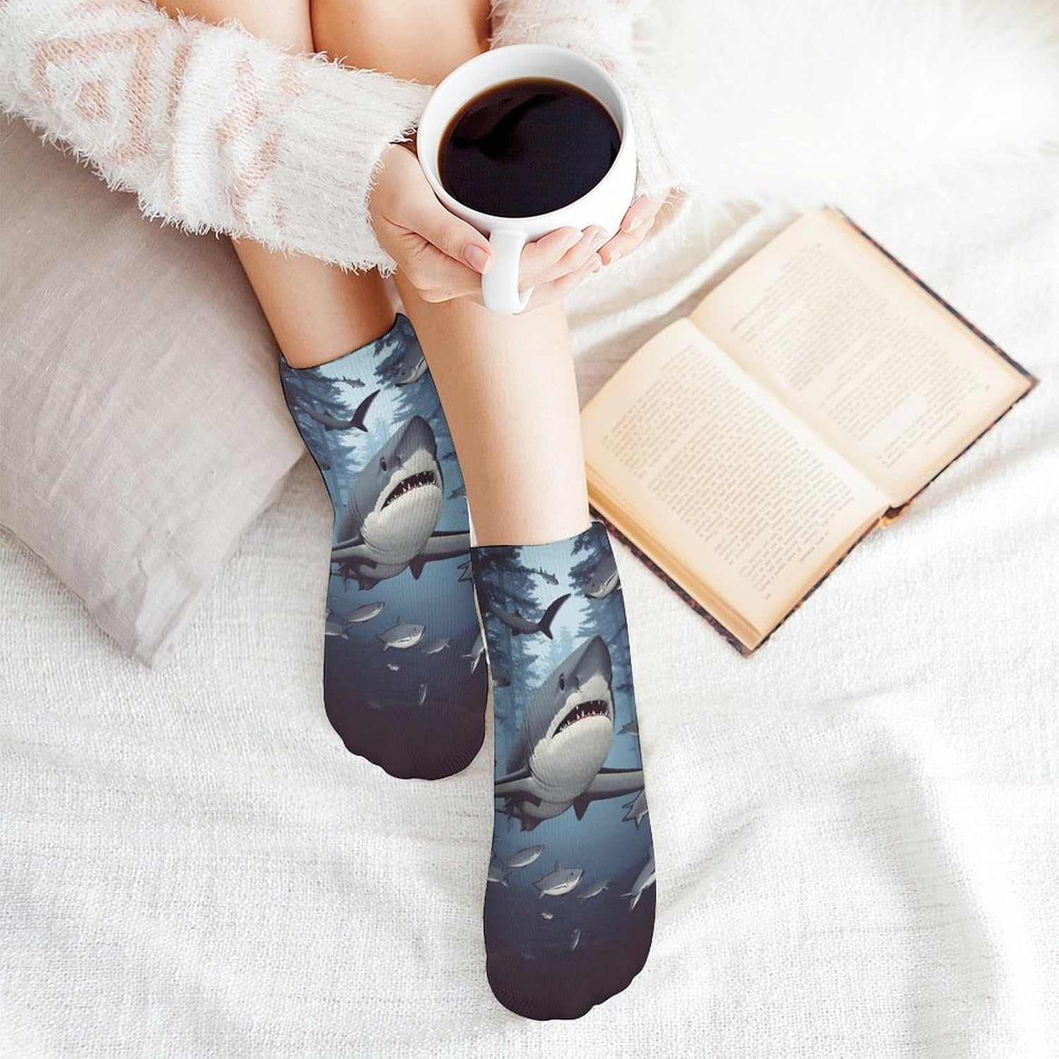 5 Pairs Funny Sharks Design Ankle Socks Breathable Low Cut Short Socks