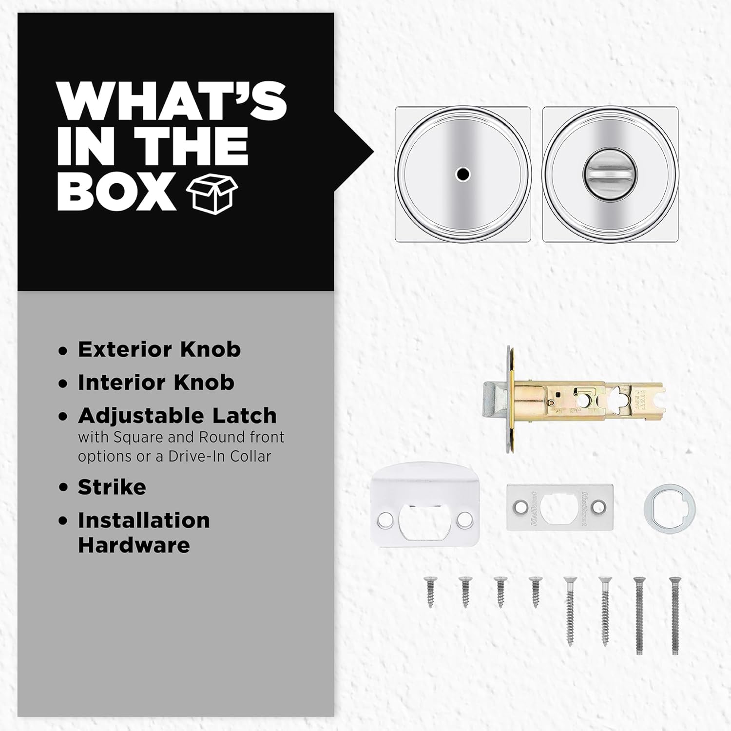 Kwikset Maven Interior Privacy Door Knob with Lock, Square Door Handle for Bathroom and Bedroom, Polished Chrome Keyless Turn Lock Doorknob, with Microban Protection (Pack of 10)