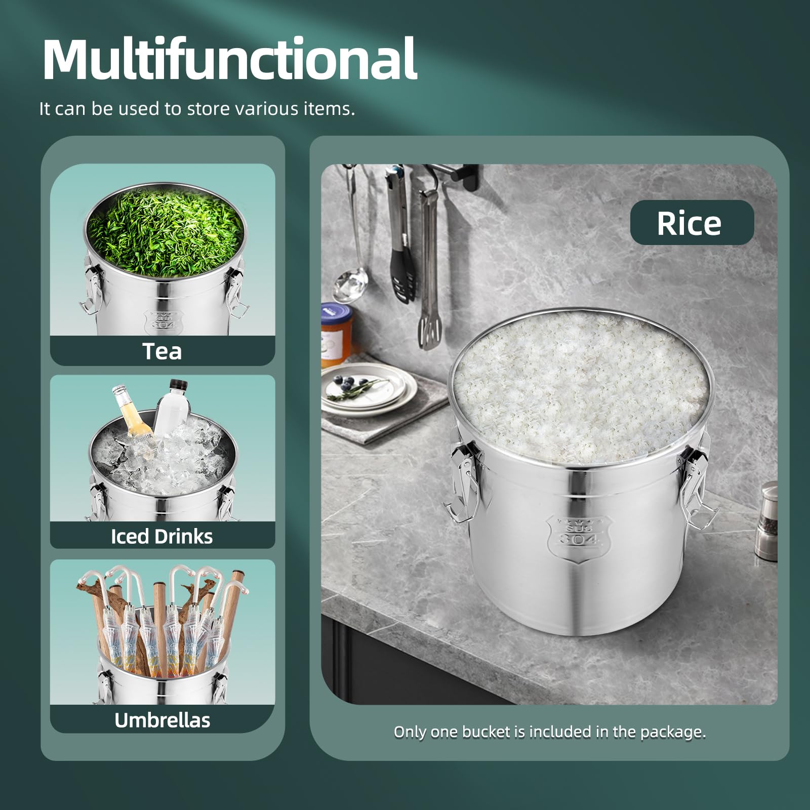 Pots De Stockage En Métal Avec Couvercles Hermétiques Récipient De Stockage Des Aliments, Bidon En Acier Inoxydable, Pot De Stockage Scellé Par Comptoir De Cuisine Pour Stocker La(Oversized