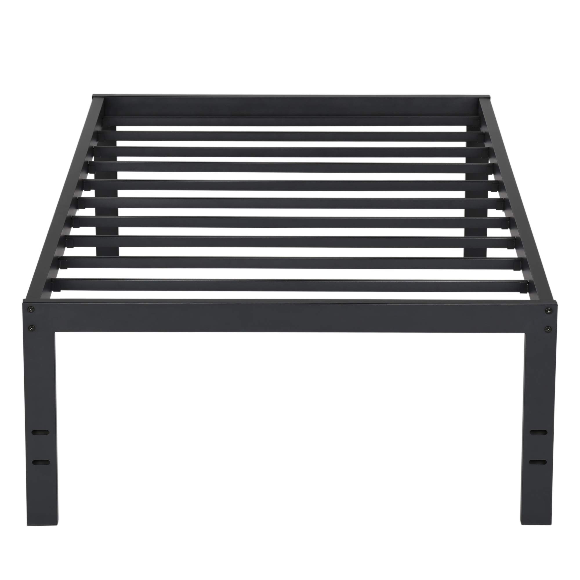 PrimaSleep 18 Inch Tall Metal Bed Frame/Dura Steel Slat/Anti-Slip Support/No Box Spring Needed Black/Twin,