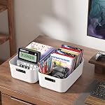 Asking 6-Pack Plastic Storage Bins, Kitchen Pantry Organization Bin, White