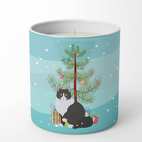 Caroline's Treasures CK4794CDL Siberian Forest Cat Merry Christmas 10 oz Decorative Soy Candle Nature Soy Wax Essential Oil Home Decor Ideal for
