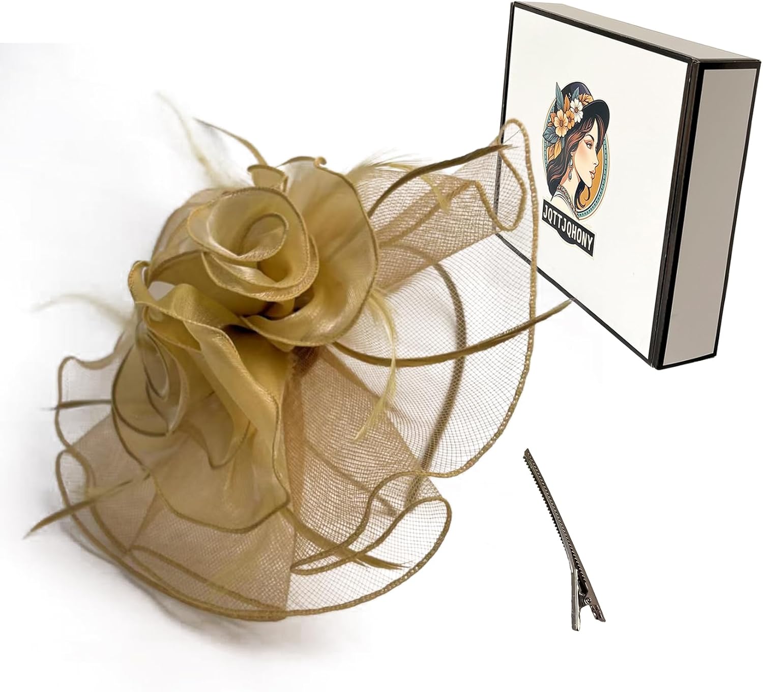 Women Fascinators Organza Fascinators 20S Party Hat Wedding Tea Party Fascinator Pillbox Hat with Headband Hairclip - Image 2